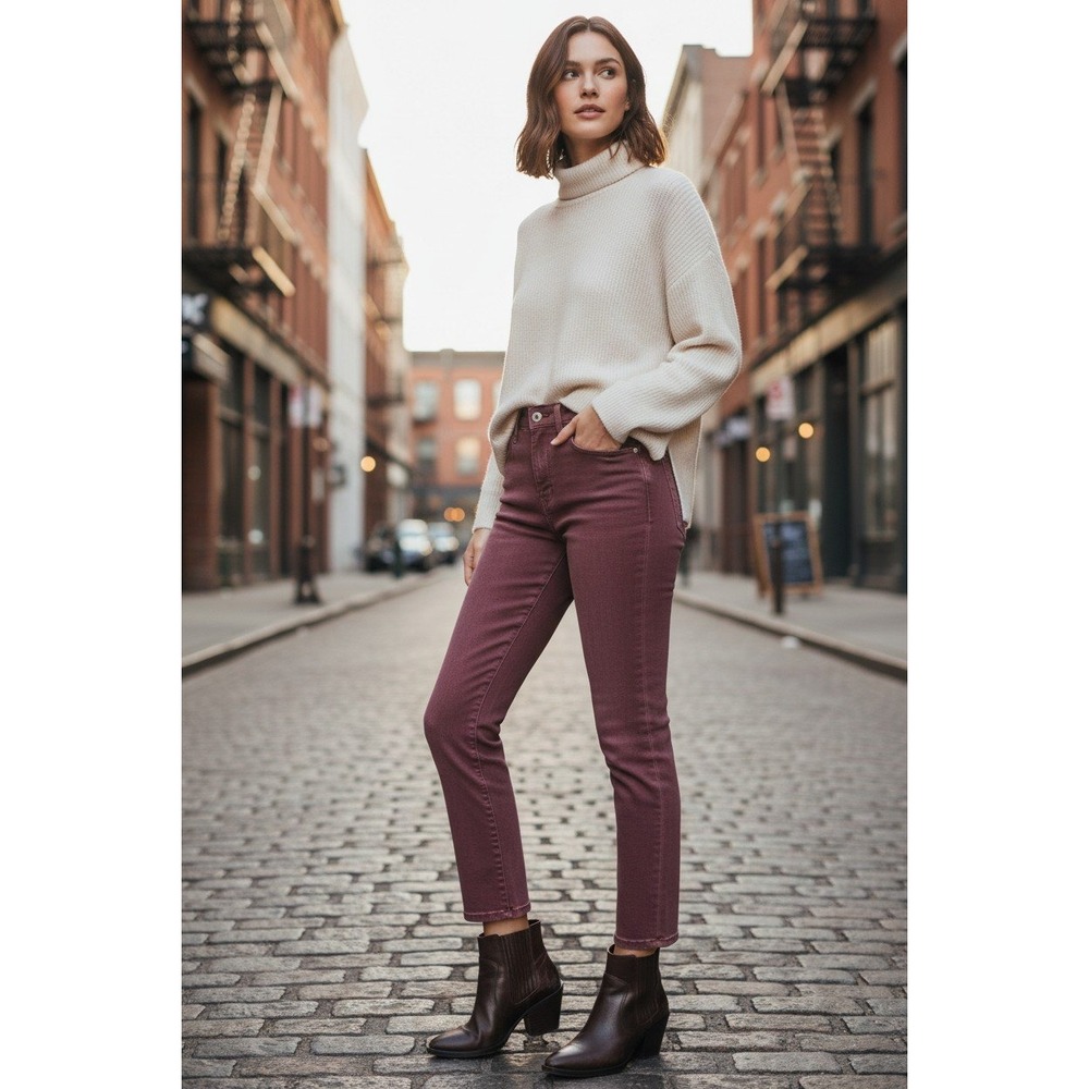 L'AGENCE Margot NWOT High Rise Skinny Jeans Syrah Red 29x26 USA Made Chic $265